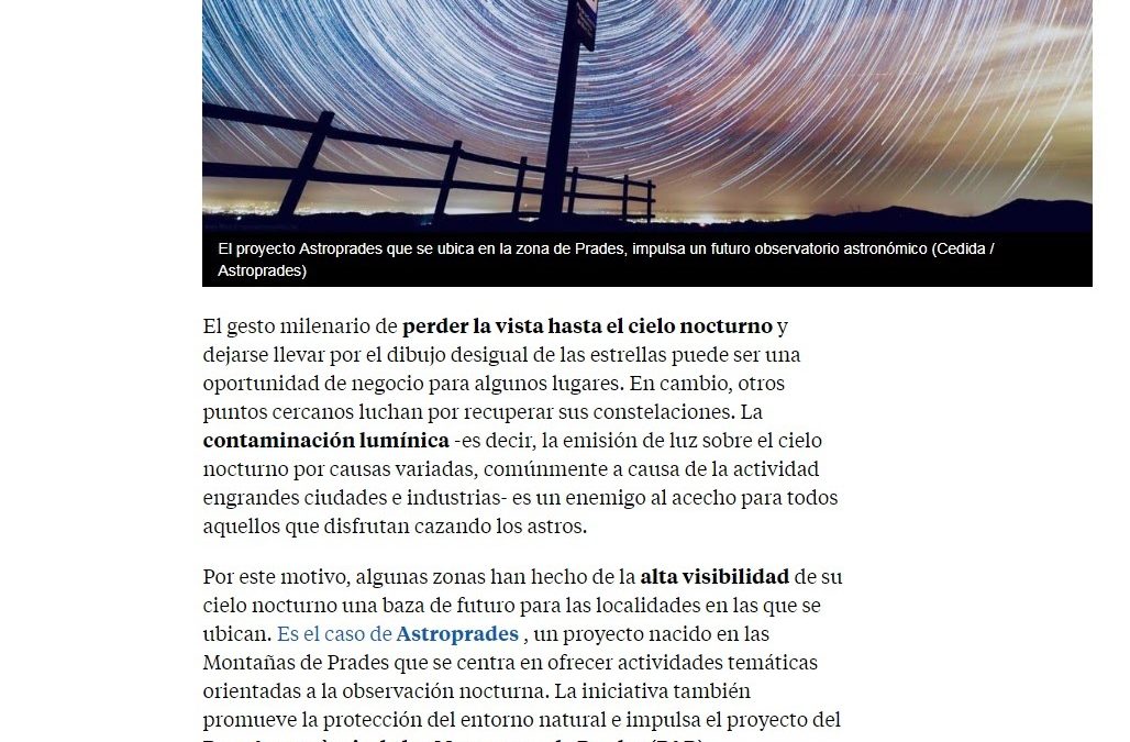 La Vanguardia: “El cielo estrellado se convierte en valor estratégico en Prades”