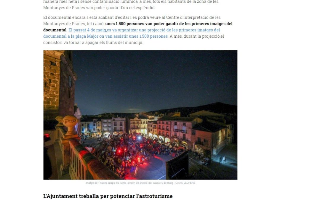 Tarragona Digital: El cel de Prades: el nostre sostre d’alta qualitat que atrau l’astroturisme