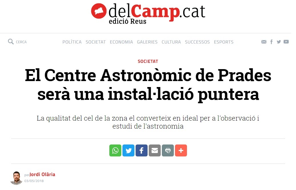 delCamp.cat: “El Centre Astronòmic de Prades serà una instal·lació puntera”