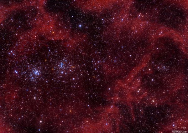 Galactic Cirri across the Double Star Cluster in Perseus