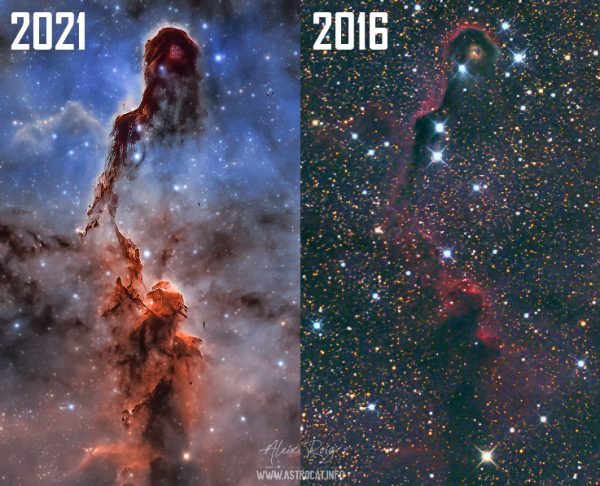 IC 1396: a 5 year evolution - Comparision