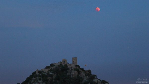Moon eclipse captured from Castell de Burriac, Cabrera de Mar 2018