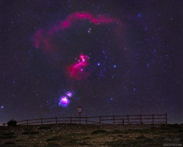 Orion’s Belt behind Pla de la Guàrdia widefield