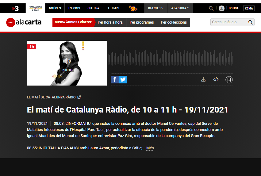Parlem del Parc a Catalunya Ràdio