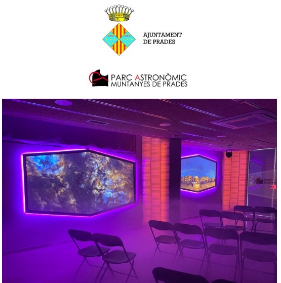 Ajuntament de Prades: Preparatius de l’espectacle Kosmos al Centre de Visitants del Parc Astronòmic Muntanyes de Prades.