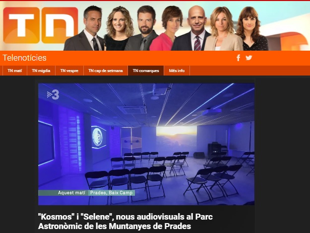 TV3: “Kosmos” i “Selene”, nous audiovisuals al Parc Astronòmic de les Muntanyes de Prades