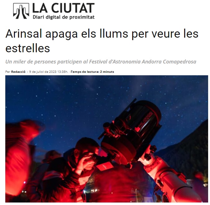 LA CIUTAT: Arinsal apaga els llums per veure les estrelles
