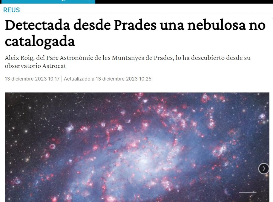 DIARI TARRAGONA: Detectada desde Prades una nebulosa no catalogada